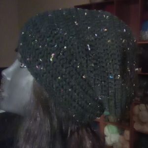 Handmade black speckle slouchy $25